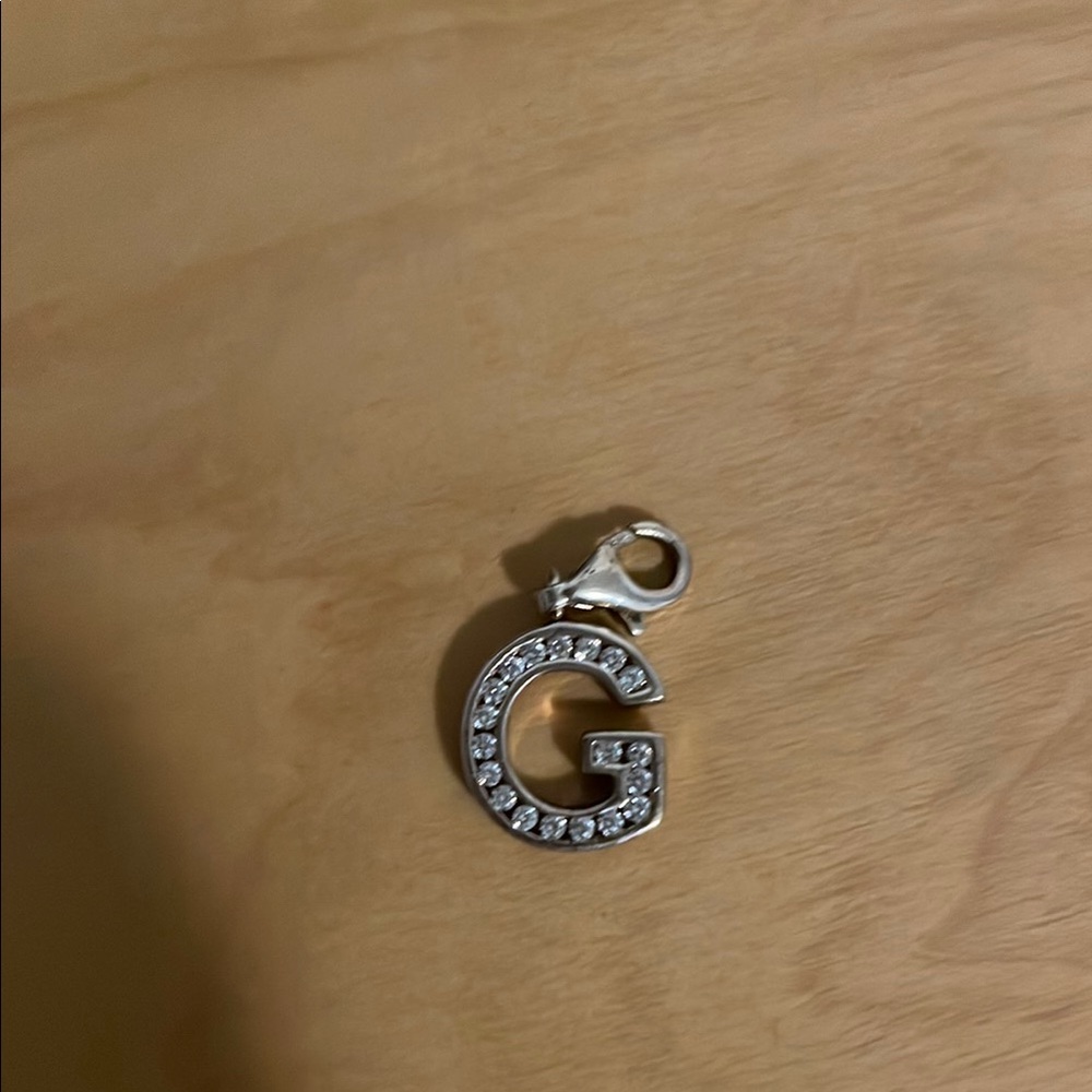 Silver Rhinestone Letter G Charm